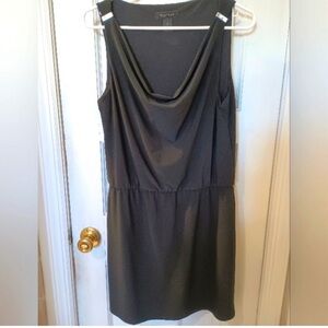 NWT-Cute Black Top or Mini Dress w/ Gold Metallic Detail, Draped Neck & Elastic